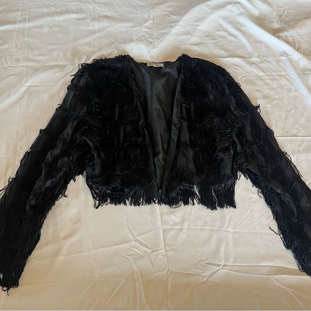 Elegant vintage Lew Magram Black Fringe Jacket